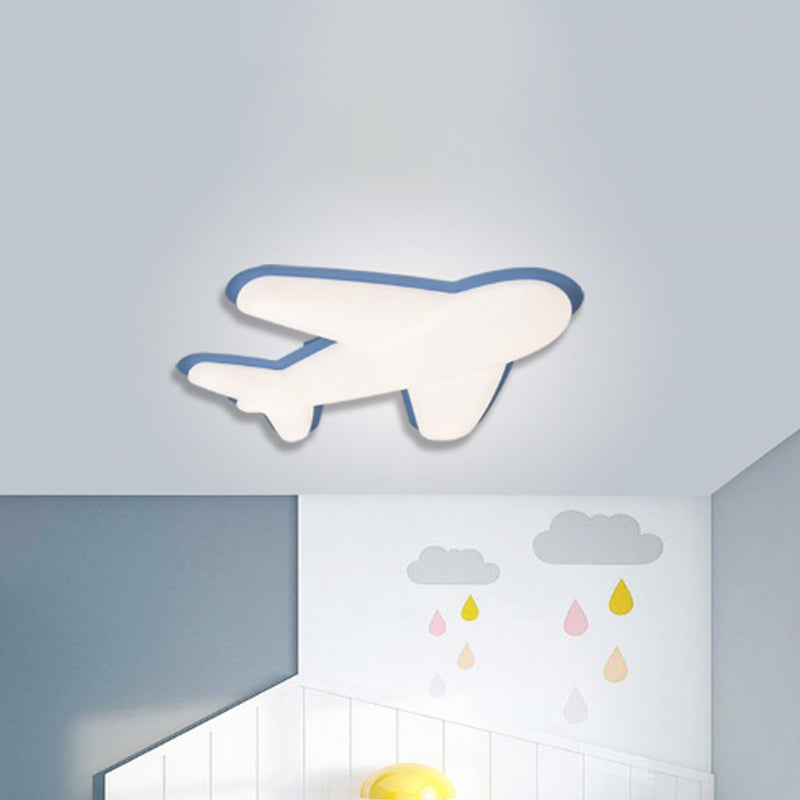 Airplane Bedroom Flush Light Fixture Plastic LED Cartoon Flush Mount Recessed Lighting in Pink/Yellow/Blue Clearhalo 'Ceiling Lights' 'Close To Ceiling Lights' 'Close to ceiling' 'Flush mount' Lighting' 810376