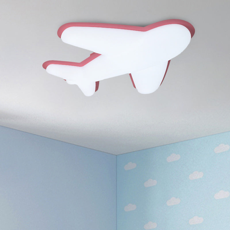 Airplane Bedroom Flush Light Fixture Plastic LED Cartoon Flush Mount Recessed Lighting in Pink/Yellow/Blue Clearhalo 'Ceiling Lights' 'Close To Ceiling Lights' 'Close to ceiling' 'Flush mount' Lighting' 810381