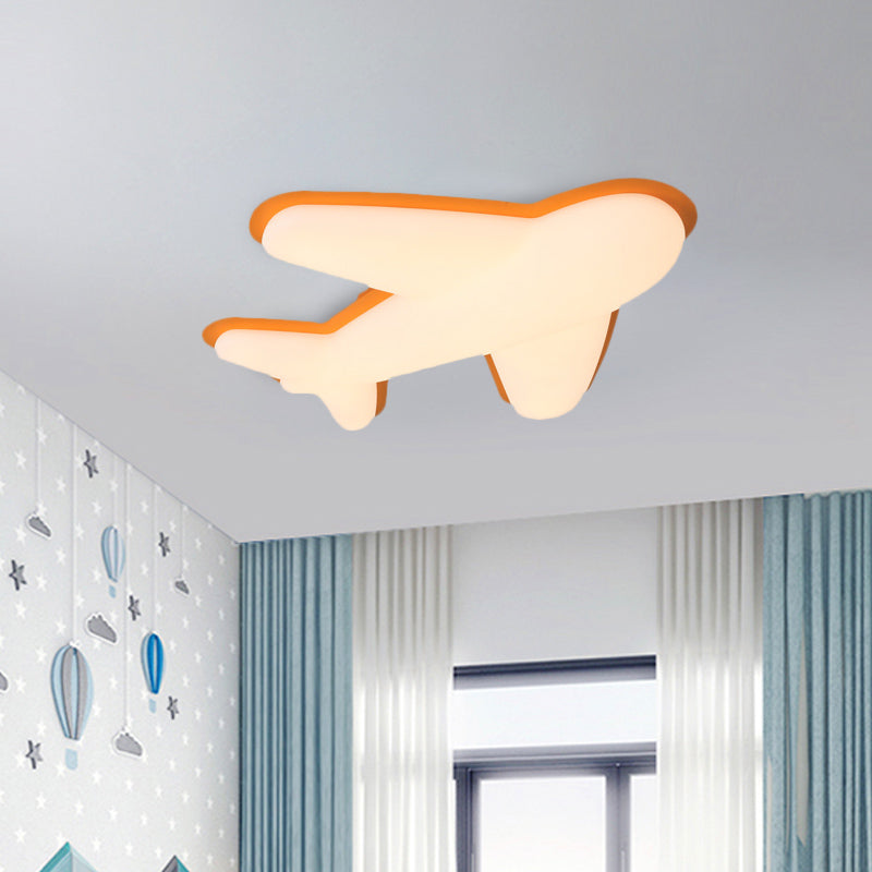 Airplane Bedroom Flush Light Fixture Plastic LED Cartoon Flush Mount Recessed Lighting in Pink/Yellow/Blue Clearhalo 'Ceiling Lights' 'Close To Ceiling Lights' 'Close to ceiling' 'Flush mount' Lighting' 810384