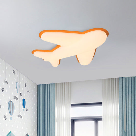 Airplane Bedroom Flush Light Fixture Plastic LED Cartoon Flush Mount Recessed Lighting in Pink/Yellow/Blue Clearhalo 'Ceiling Lights' 'Close To Ceiling Lights' 'Close to ceiling' 'Flush mount' Lighting' 810384
