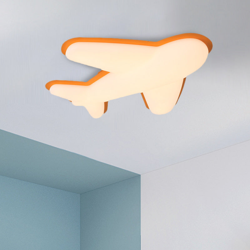 Airplane Bedroom Flush Light Fixture Plastic LED Cartoon Flush Mount Recessed Lighting in Pink/Yellow/Blue Clearhalo 'Ceiling Lights' 'Close To Ceiling Lights' 'Close to ceiling' 'Flush mount' Lighting' 810385