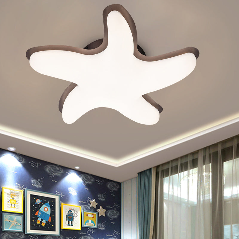 Starfish Semi Flush Ceiling Light Kids Plastic LED Nursery Flushmount Lighting in Grey/Pink/Yellow Finish Grey Clearhalo 'Ceiling Lights' 'Close To Ceiling Lights' 'Close to ceiling' 'Semi-flushmount' Lighting' 810395