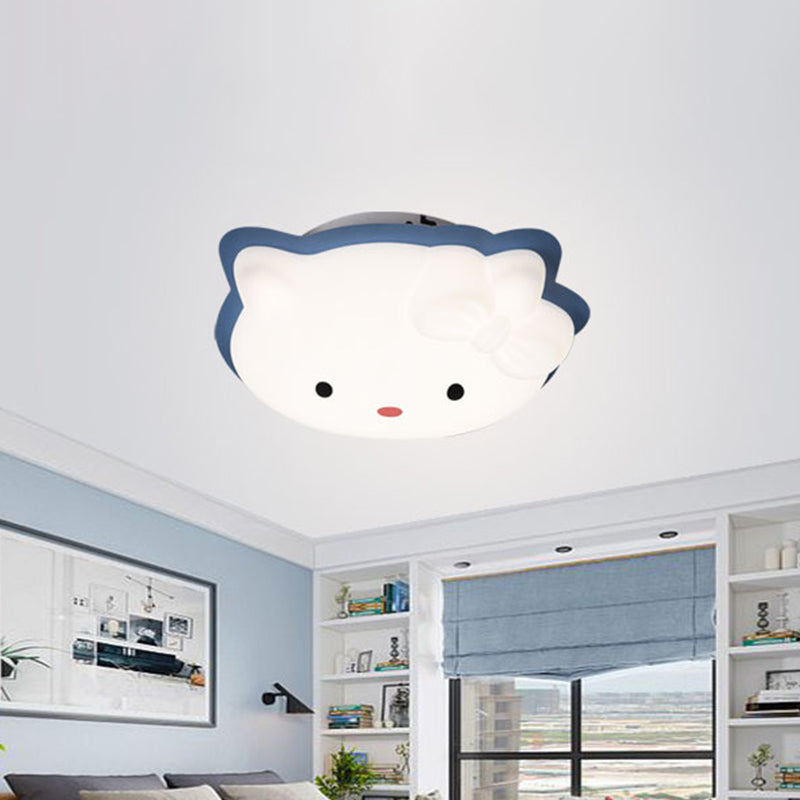 Cartoon Cat Flushmount Lighting Plastic Children Bedroom LED Flush Mount Light Fixture in Pink/Blue Clearhalo 'Ceiling Lights' 'Close To Ceiling Lights' 'Close to ceiling' 'Flush mount' Lighting' 810404
