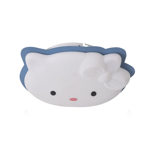 Cartoon Cat Flushmount Lighting Plastic Children Bedroom LED Flush Mount Light Fixture in Pink/Blue Clearhalo 'Ceiling Lights' 'Close To Ceiling Lights' 'Close to ceiling' 'Flush mount' Lighting' 810405