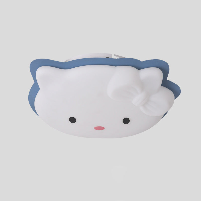 Cartoon Cat Flushmount Lighting Plastic Children Bedroom LED Flush Mount Light Fixture in Pink/Blue Clearhalo 'Ceiling Lights' 'Close To Ceiling Lights' 'Close to ceiling' 'Flush mount' Lighting' 810406