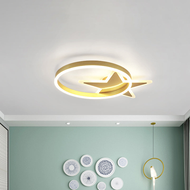 Acrylic Star and Circle Flush Light Contemporary LED Gold Flush Mount Lighting Fixture in Warm/White Light Gold Clearhalo 'Ceiling Lights' 'Close To Ceiling Lights' 'Close to ceiling' 'Flush mount' Lighting' 810411