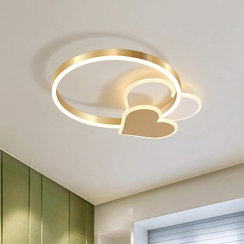 Circular Acrylic Flush Mount Lighting Nordic LED Gold Ceiling Light Fixture with Loving Heart/Star Design Clearhalo 'Ceiling Lights' 'Close To Ceiling Lights' 'Close to ceiling' 'Flush mount' Lighting' 810416