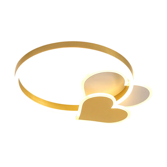 Circular Acrylic Flush Mount Lighting Nordic LED Gold Ceiling Light Fixture with Loving Heart/Star Design Clearhalo 'Ceiling Lights' 'Close To Ceiling Lights' 'Close to ceiling' 'Flush mount' Lighting' 810417