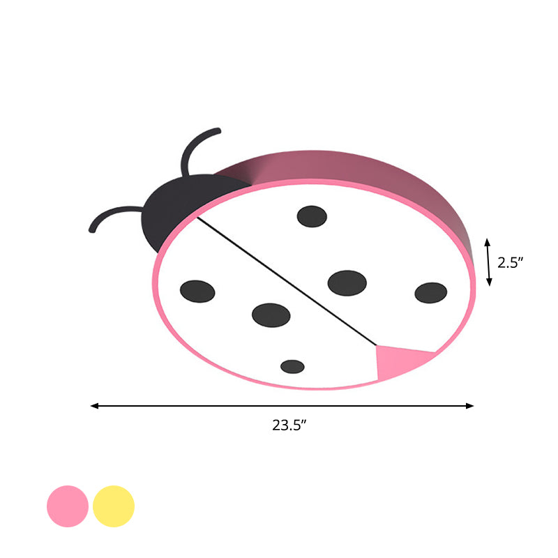 Ladybug Flush Mount Light Fixture Cartoon Acrylic Rose Red/Yellow LED Flushmount Lighting for Children Bedroom Clearhalo 'Ceiling Lights' 'Close To Ceiling Lights' 'Close to ceiling' 'Flush mount' Lighting' 810426