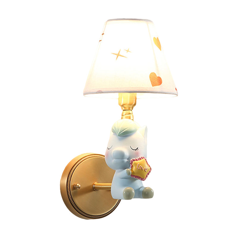 Kids Cartoon Pony Metal Wall Lighting Single Head Sconce Lighting for Bedroom in Pink/Blue Clearhalo 'Wall Lamps & Sconces' 'Wall Lights' Lighting' 810462