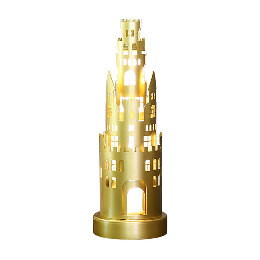 Metal Castle-Shape Small Desk Lamp Kids Led Gold Reading Light for Study Room in Warm/White Light Clearhalo 'Lamps' 'Table Lamps' Lighting' 810533