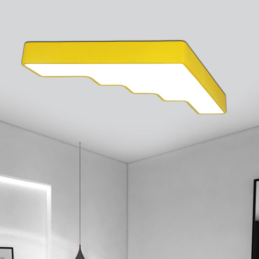 Blue/Pink/Yellow Ladder Flushmount Lighting Kids LED Acrylic Flush Mount Ceiling Lamp Fixture Yellow Clearhalo 'Ceiling Lights' 'Close To Ceiling Lights' 'Close to ceiling' 'Flush mount' Lighting' 810582