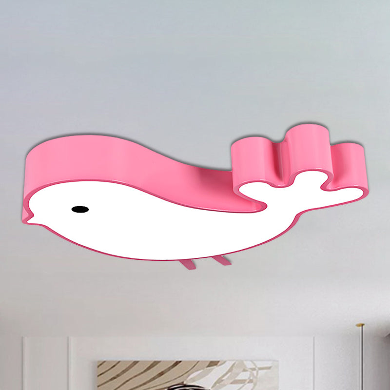 Cartoon LED Ceiling Flush Mount Blue/Pink/Yellow Finish Bird-Like Flush Light Fixture with Acrylic Shade Pink Clearhalo 'Ceiling Lights' 'Close To Ceiling Lights' 'Close to ceiling' 'Flush mount' Lighting' 810590