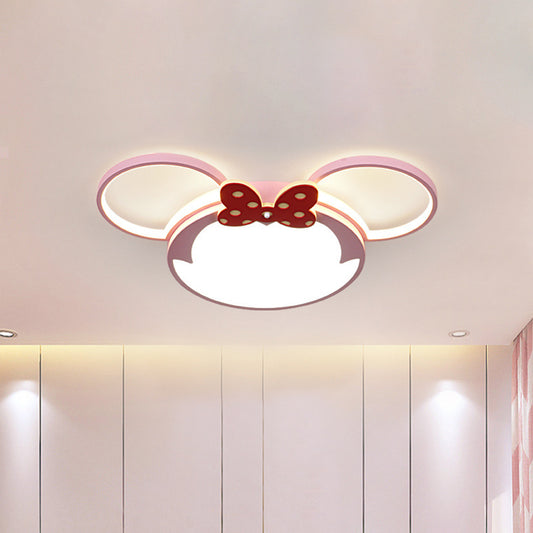 Mouse Head Flush Mounted Lamp Cartoon Acrylic LED Flush Ceiling Light Fixture in Pink Clearhalo 'Ceiling Lights' 'Close To Ceiling Lights' 'Close to ceiling' 'Flush mount' Lighting' 810663