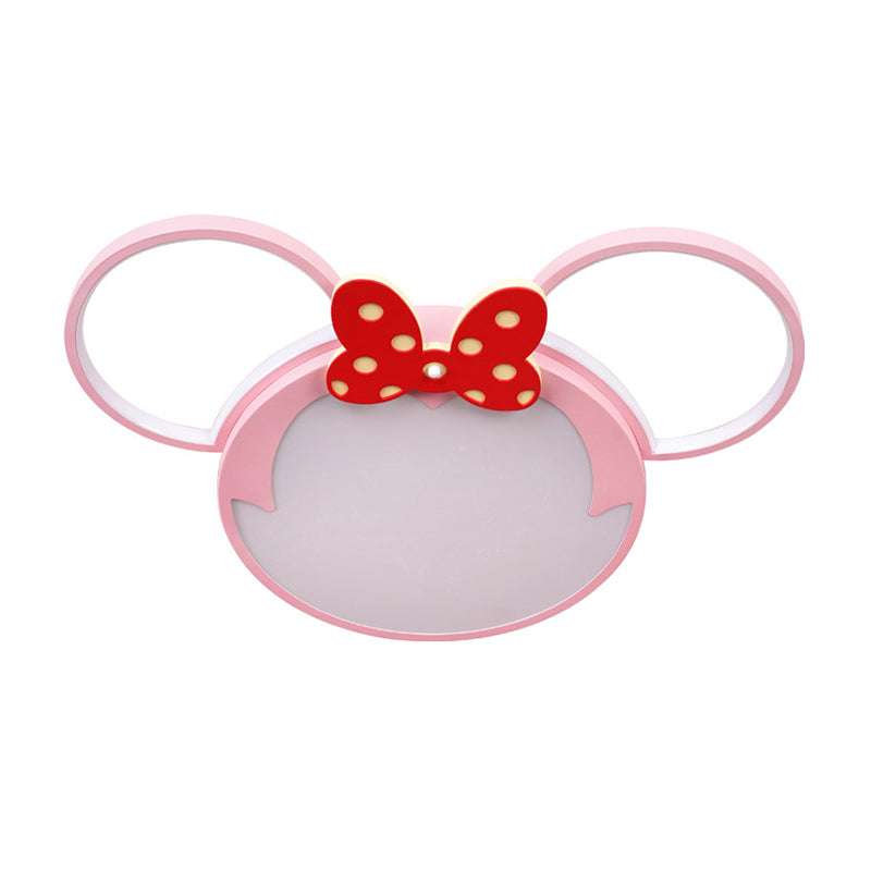 Mouse Head Flush Mounted Lamp Cartoon Acrylic LED Flush Ceiling Light Fixture in Pink Clearhalo 'Ceiling Lights' 'Close To Ceiling Lights' 'Close to ceiling' 'Flush mount' Lighting' 810664