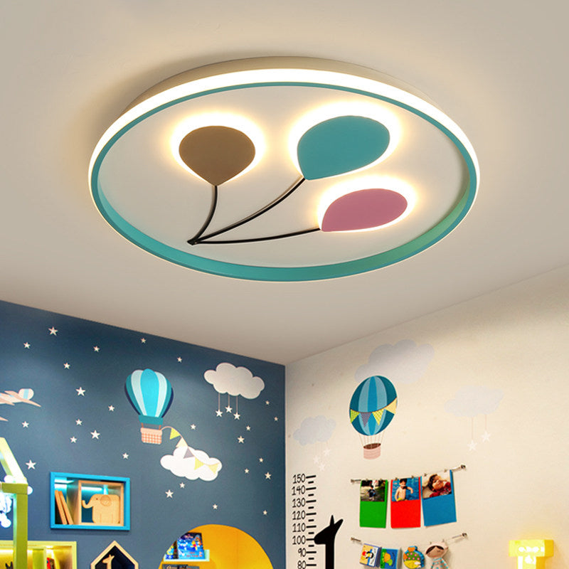 3-Balloon Acrylic Flush Mount Light Cartoon LED Blue Flush Ceiling Lamp Fixture in White/Warm Light Blue Clearhalo 'Ceiling Lights' 'Close To Ceiling Lights' 'Close to ceiling' 'Flush mount' Lighting' 810690