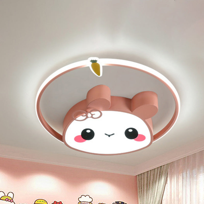 Acrylic Radish and Rabbit Flushmount Light Cartoon LED Pink/White Flush Lamp Fixture in White Light Pink White Clearhalo 'Ceiling Lights' 'Close To Ceiling Lights' 'Close to ceiling' 'Flush mount' Lighting' 810698