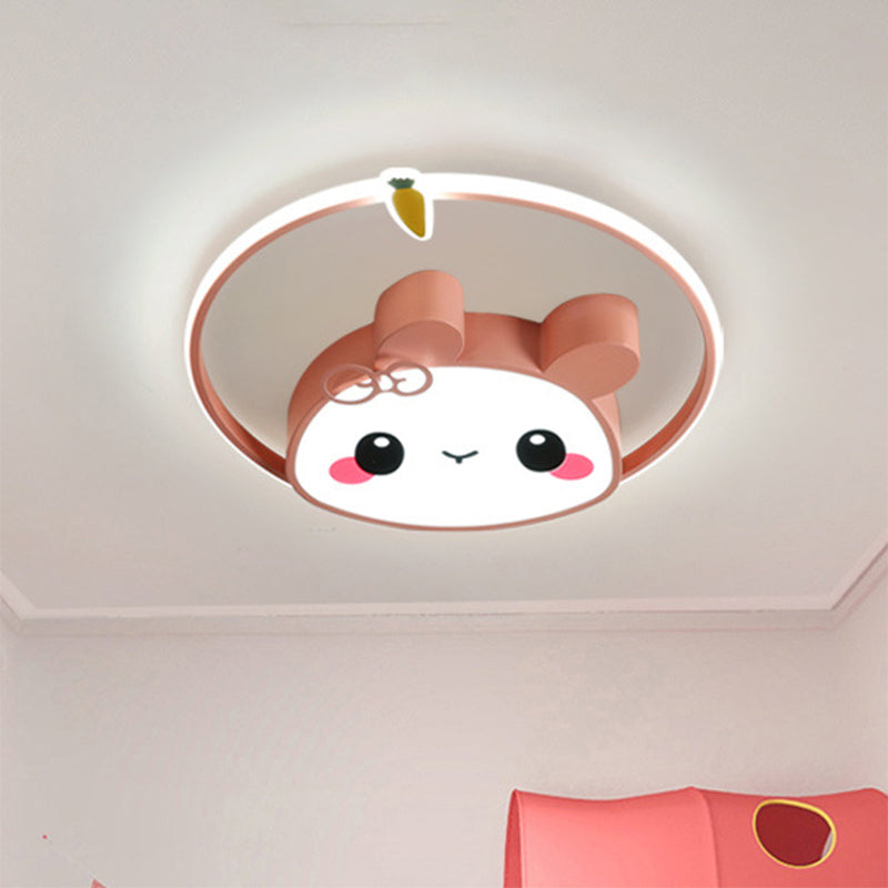 Acrylic Radish and Rabbit Flushmount Light Cartoon LED Pink/White Flush Lamp Fixture in White Light Clearhalo 'Ceiling Lights' 'Close To Ceiling Lights' 'Close to ceiling' 'Flush mount' Lighting' 810700