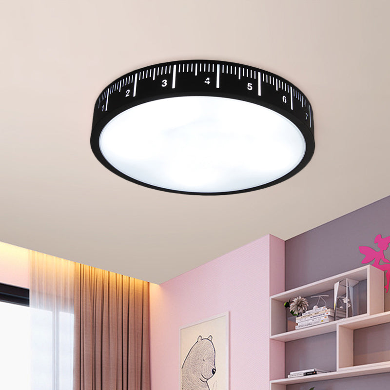 Minimalist Led Light Fixture with Acrylic Shade Black Finish Drum Flush Ceiling Light for Corridor Black Clearhalo 'Ceiling Lights' 'Close To Ceiling Lights' 'Close to ceiling' 'Flush mount' Lighting' 810771