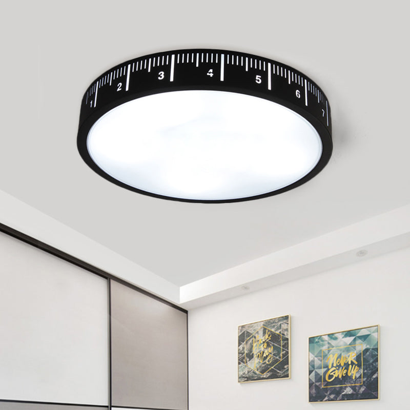 Minimalist Led Light Fixture with Acrylic Shade Black Finish Drum Flush Ceiling Light for Corridor Clearhalo 'Ceiling Lights' 'Close To Ceiling Lights' 'Close to ceiling' 'Flush mount' Lighting' 810772