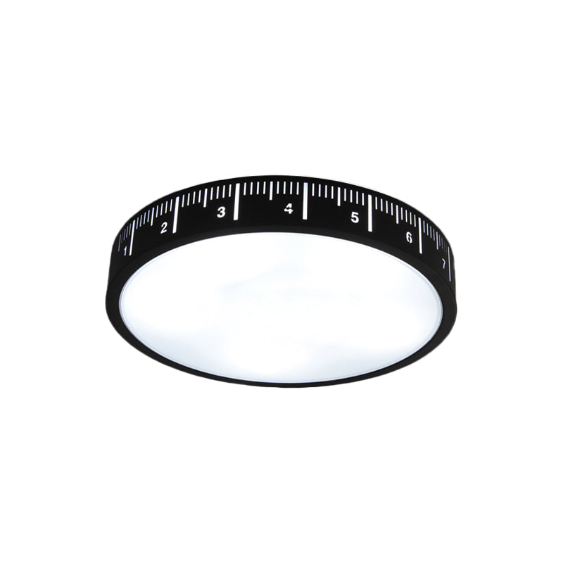 Minimalist Led Light Fixture with Acrylic Shade Black Finish Drum Flush Ceiling Light for Corridor Clearhalo 'Ceiling Lights' 'Close To Ceiling Lights' 'Close to ceiling' 'Flush mount' Lighting' 810773