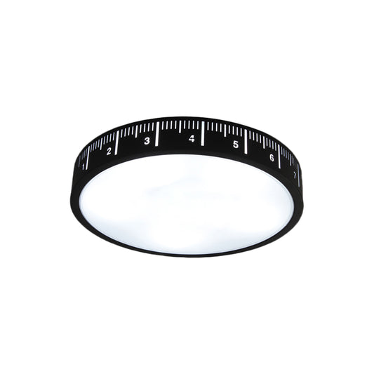 Minimalist Led Light Fixture with Acrylic Shade Black Finish Drum Flush Ceiling Light for Corridor Clearhalo 'Ceiling Lights' 'Close To Ceiling Lights' 'Close to ceiling' 'Flush mount' Lighting' 810773