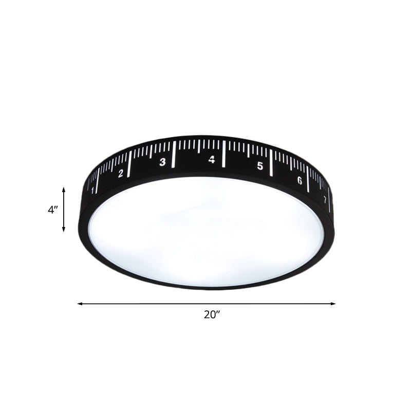 Minimalist Led Light Fixture with Acrylic Shade Black Finish Drum Flush Ceiling Light for Corridor Clearhalo 'Ceiling Lights' 'Close To Ceiling Lights' 'Close to ceiling' 'Flush mount' Lighting' 810774