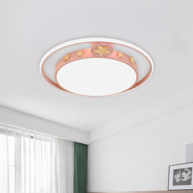 Acrylic Round Flush Mounted Lighting Cartoon Led Ceiling Lamp in Pink/White/Gray for Bedroom Pink Clearhalo 'Ceiling Lights' 'Close To Ceiling Lights' 'Close to ceiling' 'Flush mount' Lighting' 810784