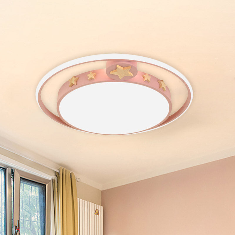 Acrylic Round Flush Mounted Lighting Cartoon Led Ceiling Lamp in Pink/White/Gray for Bedroom Clearhalo 'Ceiling Lights' 'Close To Ceiling Lights' 'Close to ceiling' 'Flush mount' Lighting' 810785