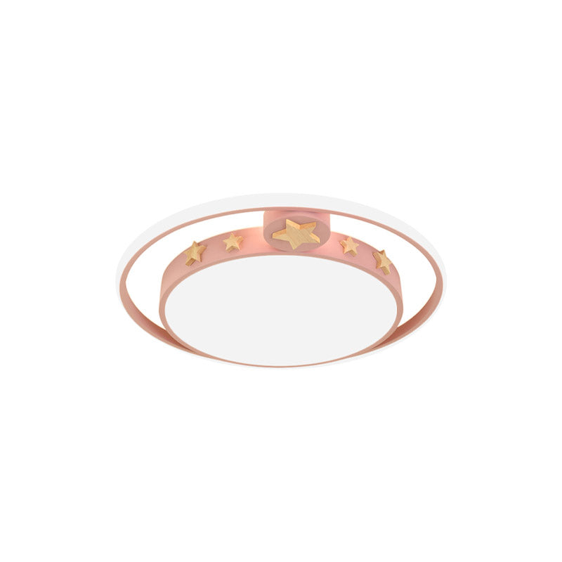 Acrylic Round Flush Mounted Lighting Cartoon Led Ceiling Lamp in Pink/White/Gray for Bedroom Clearhalo 'Ceiling Lights' 'Close To Ceiling Lights' 'Close to ceiling' 'Flush mount' Lighting' 810786