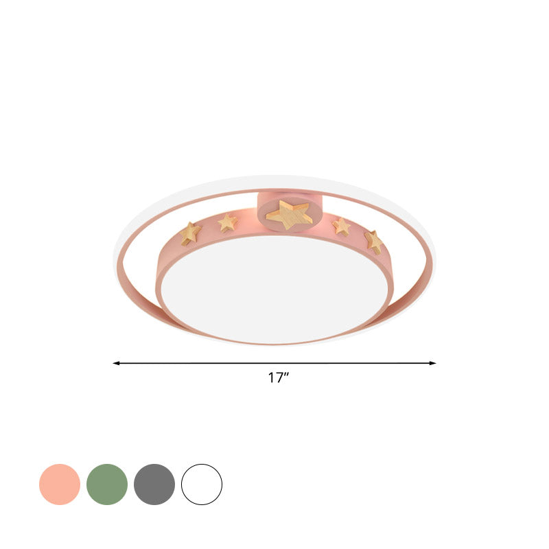 Acrylic Round Flush Mounted Lighting Cartoon Led Ceiling Lamp in Pink/White/Gray for Bedroom Clearhalo 'Ceiling Lights' 'Close To Ceiling Lights' 'Close to ceiling' 'Flush mount' Lighting' 810787