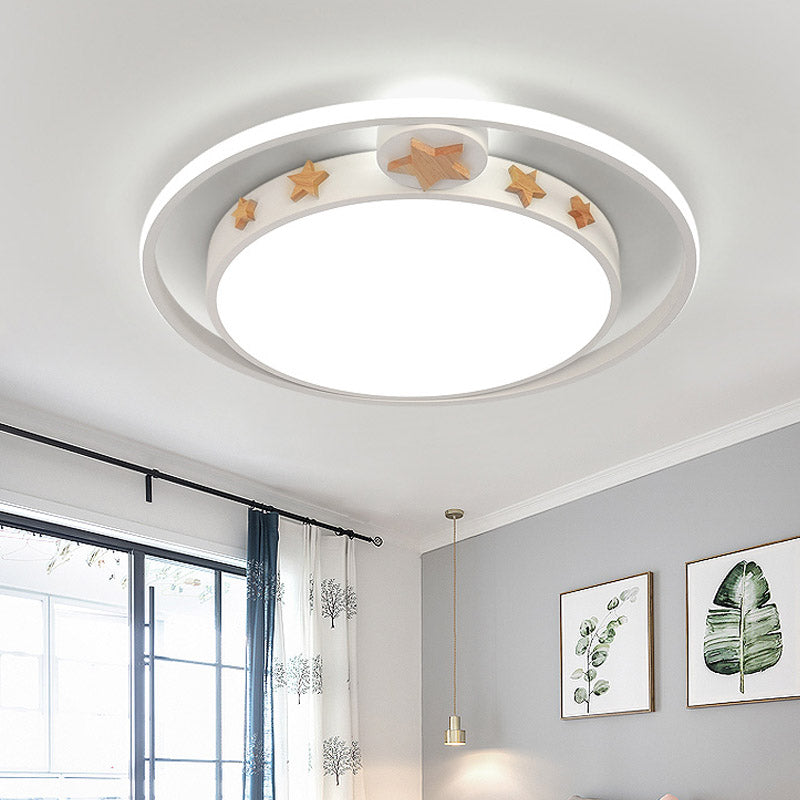 Acrylic Round Flush Mounted Lighting Cartoon Led Ceiling Lamp in Pink/White/Gray for Bedroom White Clearhalo 'Ceiling Lights' 'Close To Ceiling Lights' 'Close to ceiling' 'Flush mount' Lighting' 810796