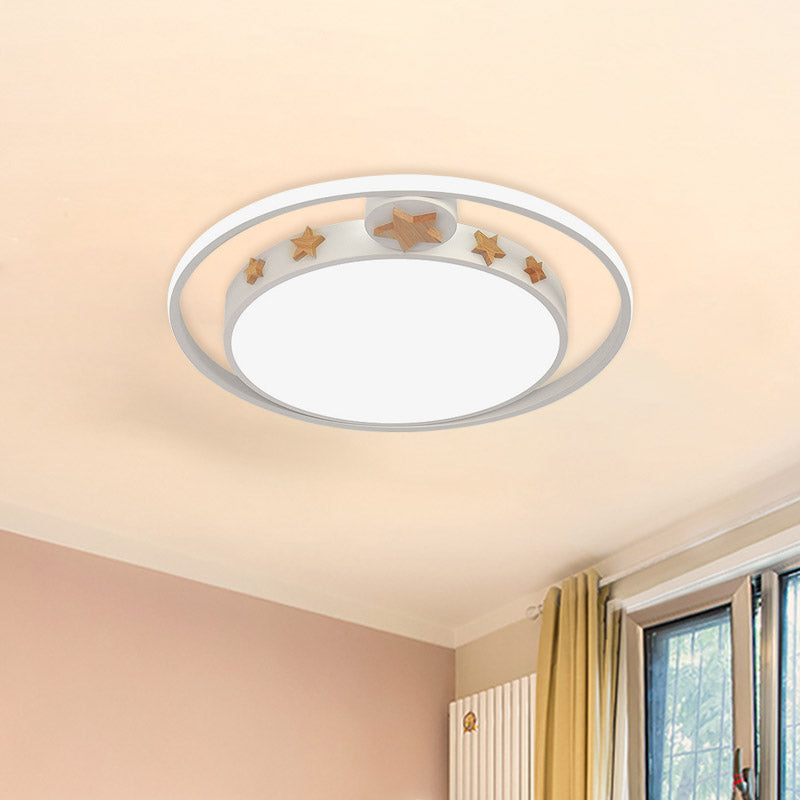 Acrylic Round Flush Mounted Lighting Cartoon Led Ceiling Lamp in Pink/White/Gray for Bedroom Clearhalo 'Ceiling Lights' 'Close To Ceiling Lights' 'Close to ceiling' 'Flush mount' Lighting' 810798