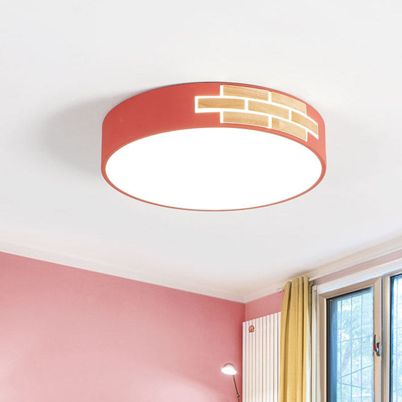 Drum Living Room Flush Mount Lamp Acrylic Led Minimalist Close to Ceiling Light in Gray/White/Pink Pink Clearhalo 'Ceiling Lights' 'Close To Ceiling Lights' 'Close to ceiling' 'Flush mount' Lighting' 810804