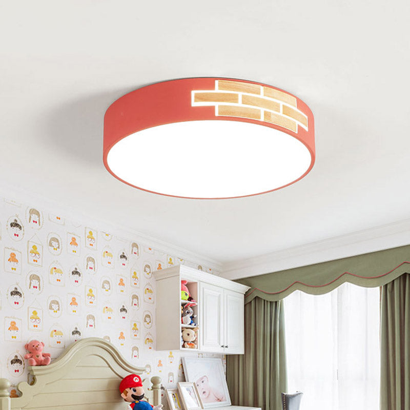 Drum Living Room Flush Mount Lamp Acrylic Led Minimalist Close to Ceiling Light in Gray/White/Pink Clearhalo 'Ceiling Lights' 'Close To Ceiling Lights' 'Close to ceiling' 'Flush mount' Lighting' 810805