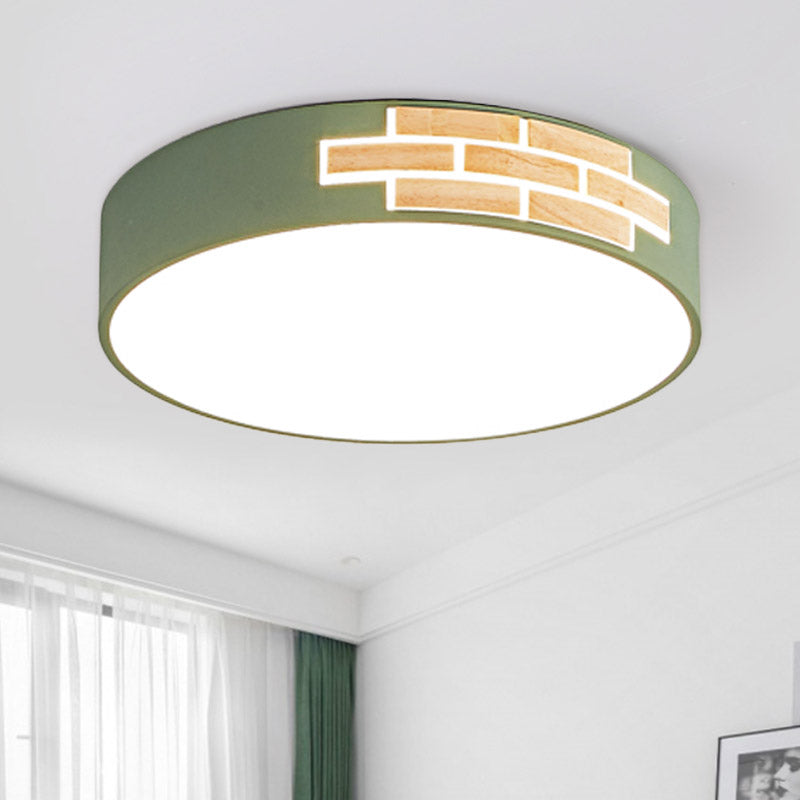 Drum Living Room Flush Mount Lamp Acrylic Led Minimalist Close to Ceiling Light in Gray/White/Pink Green Clearhalo 'Ceiling Lights' 'Close To Ceiling Lights' 'Close to ceiling' 'Flush mount' Lighting' 810808