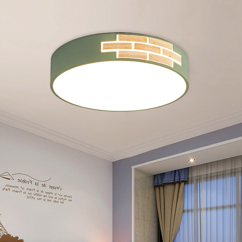 Drum Living Room Flush Mount Lamp Acrylic Led Minimalist Close to Ceiling Light in Gray/White/Pink Clearhalo 'Ceiling Lights' 'Close To Ceiling Lights' 'Close to ceiling' 'Flush mount' Lighting' 810809