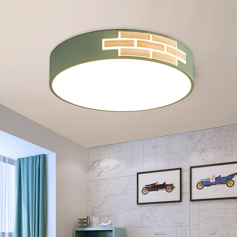 Drum Living Room Flush Mount Lamp Acrylic Led Minimalist Close to Ceiling Light in Gray/White/Pink Clearhalo 'Ceiling Lights' 'Close To Ceiling Lights' 'Close to ceiling' 'Flush mount' Lighting' 810810