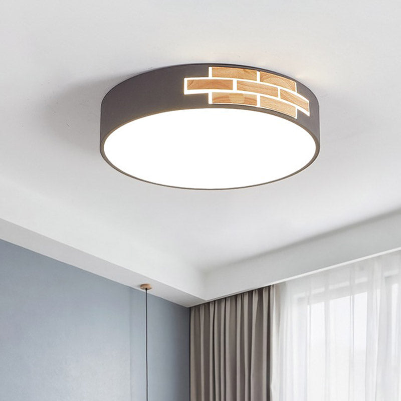 Drum Living Room Flush Mount Lamp Acrylic Led Minimalist Close to Ceiling Light in Gray/White/Pink Clearhalo 'Ceiling Lights' 'Close To Ceiling Lights' 'Close to ceiling' 'Flush mount' Lighting' 810813