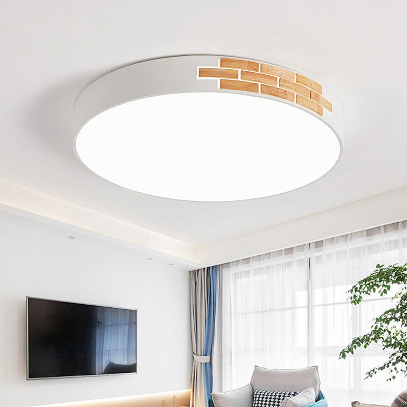 Drum Living Room Flush Mount Lamp Acrylic Led Minimalist Close to Ceiling Light in Gray/White/Pink White Clearhalo 'Ceiling Lights' 'Close To Ceiling Lights' 'Close to ceiling' 'Flush mount' Lighting' 810816