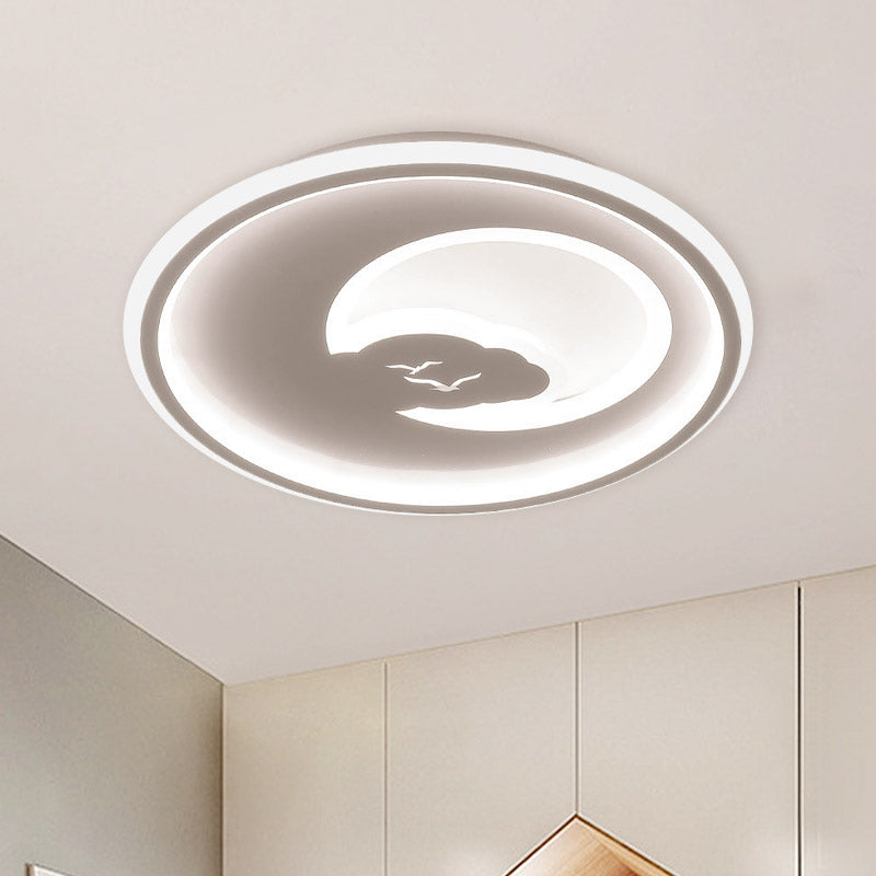 Led Bedroom Light Fixture Modern White/Pink Ceiling Flush Mount Light with Moon Acrylic Shade White Clearhalo 'Ceiling Lights' 'Close To Ceiling Lights' 'Close to ceiling' 'Flush mount' Lighting' 810824