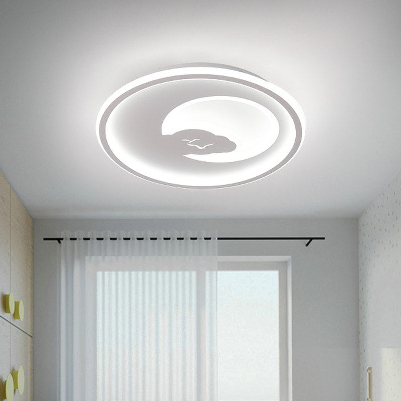 Led Bedroom Light Fixture Modern White/Pink Ceiling Flush Mount Light with Moon Acrylic Shade Clearhalo 'Ceiling Lights' 'Close To Ceiling Lights' 'Close to ceiling' 'Flush mount' Lighting' 810826