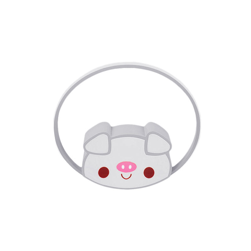 Cartoon Led Flush Mount with Acrylic Shade Pink/White Pig Ceiling Light Fixture for Bedroom Clearhalo 'Ceiling Lights' 'Close To Ceiling Lights' 'Close to ceiling' 'Flush mount' Lighting' 810851