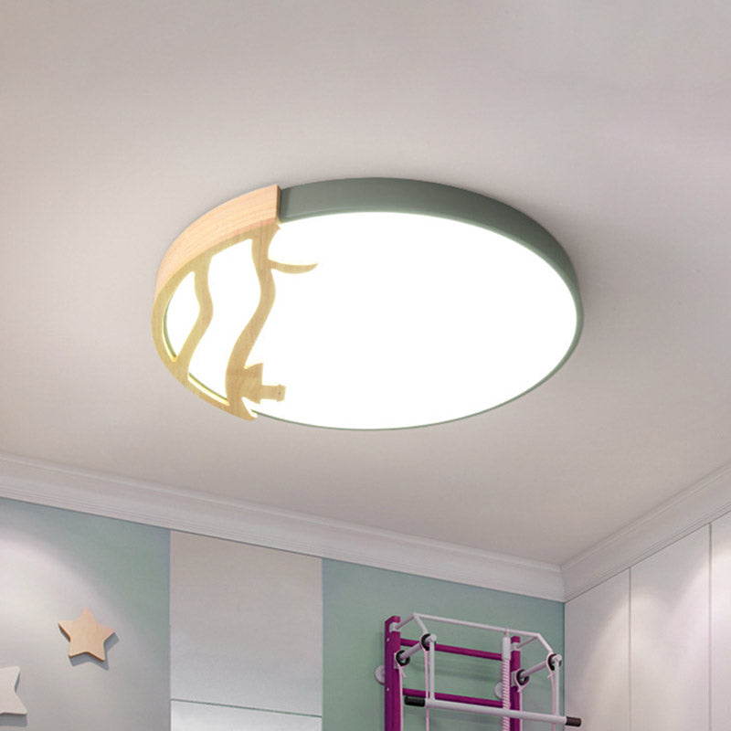 Modern Drum Flush Mount Lamp Acrylic Led Bedroom Ceiling Light Fixture in Green/Gray/White Clearhalo 'Ceiling Lights' 'Close To Ceiling Lights' 'Close to ceiling' 'Flush mount' Lighting' 810853