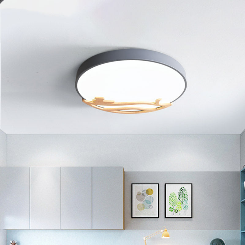 Modern Drum Flush Mount Lamp Acrylic Led Bedroom Ceiling Light Fixture in Green/Gray/White Clearhalo 'Ceiling Lights' 'Close To Ceiling Lights' 'Close to ceiling' 'Flush mount' Lighting' 810857