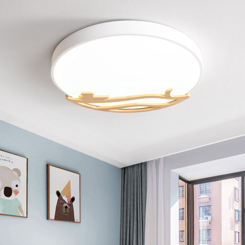 Modern Drum Flush Mount Lamp Acrylic Led Bedroom Ceiling Light Fixture in Green/Gray/White White Clearhalo 'Ceiling Lights' 'Close To Ceiling Lights' 'Close to ceiling' 'Flush mount' Lighting' 810860