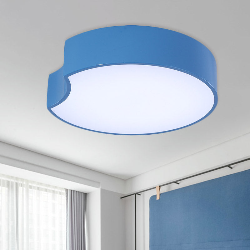 Modern Led Flush Mount Light Fixture with Acrylic Shade Red/Yellow/Blue Round Lighting Fixture Blue Clearhalo 'Ceiling Lights' 'Close To Ceiling Lights' 'Close to ceiling' 'Flush mount' Lighting' 810916