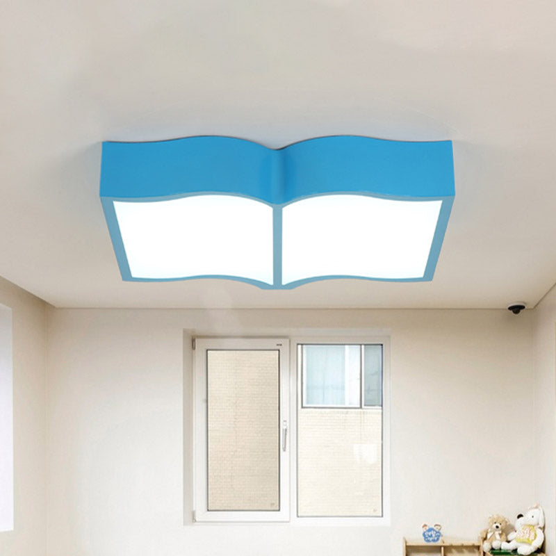 Book Acrylic Close to Ceiling Lamp Cartoon Led Red/Yellow/Blue Flush Mount Lighting for Living Room Clearhalo 'Ceiling Lights' 'Close To Ceiling Lights' 'Close to ceiling' 'Flush mount' Lighting' 810925