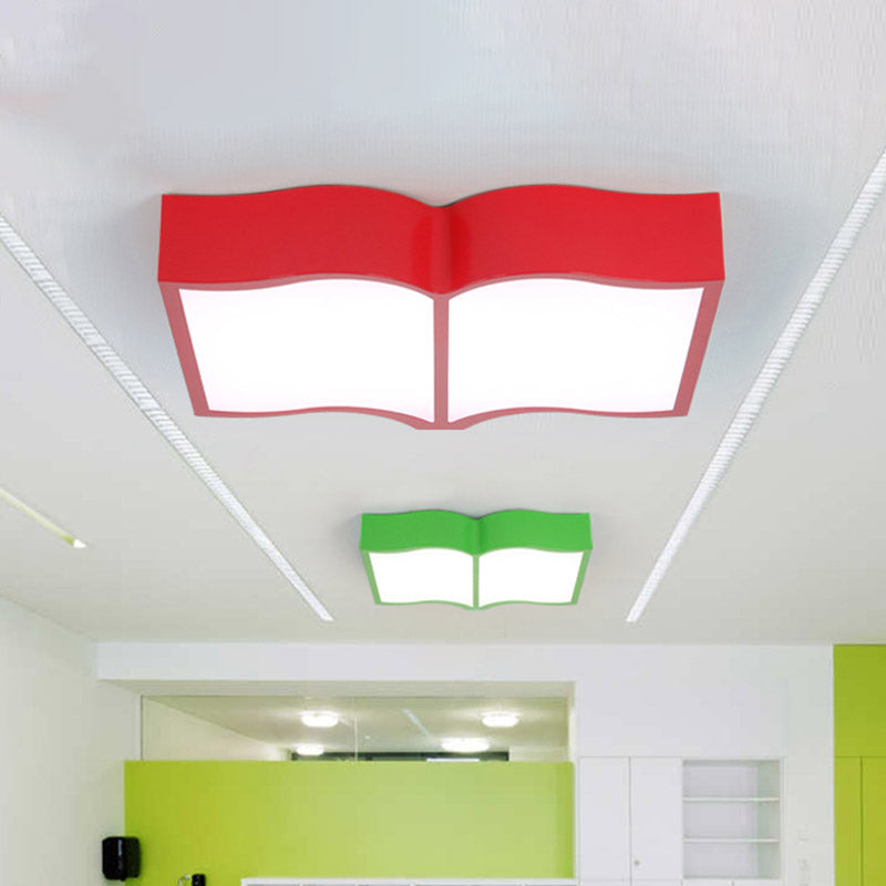 Book Acrylic Close to Ceiling Lamp Cartoon Led Red/Yellow/Blue Flush Mount Lighting for Living Room Red Clearhalo 'Ceiling Lights' 'Close To Ceiling Lights' 'Close to ceiling' 'Flush mount' Lighting' 810932