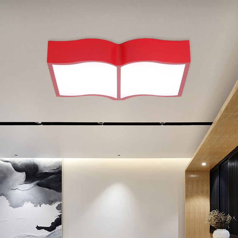 Book Acrylic Close to Ceiling Lamp Cartoon Led Red/Yellow/Blue Flush Mount Lighting for Living Room Clearhalo 'Ceiling Lights' 'Close To Ceiling Lights' 'Close to ceiling' 'Flush mount' Lighting' 810933